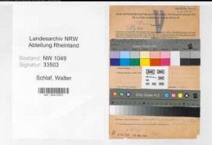 Entnazifizierung Walter Schlaf , geb. 26.08.1908 (Regierungsinspektor)
