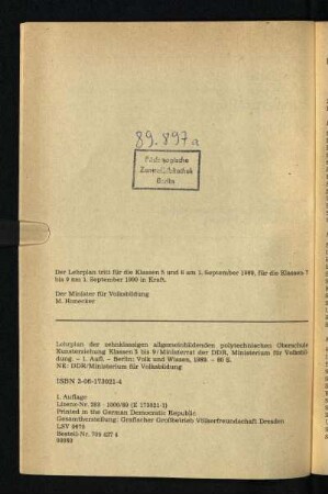 Der Lehrplan tritt ...