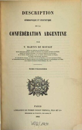 Description géographique et statistique de la confédération Argentine, 3