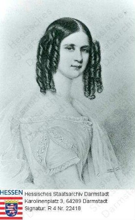 Hildegard Herzogin v. Österreich geb. Prinzessin v. Bayern (1825-1864) / Porträt, Brustbild, rechtsgewandt, vorblickend