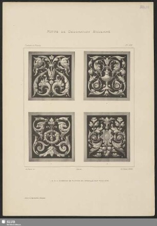 Caissons de plafond en grisaille sur fond d'or