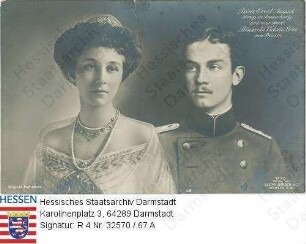 Ernst August Herzog v. Braunschweig (1887-1953) / Porträt in Uniform mit Braut Viktoria Luise Prinzessin v. Preußen (1892-1980), Brustbilder