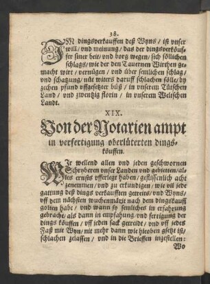 XIX. Von der Notarien ampt in verfertigung oberlüterten dingskäuffen.