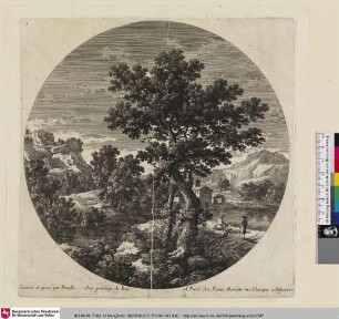 [Landschaft mit Wanderern die an einem See rasten]