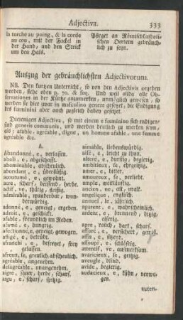 Auszug der gebräuchlichsten Adjecivorum