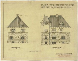 Billing, Hermann; Baden-Baden, Beuttenmüllerstr. 7 (früher 5); Haus Billing und Mallebrein - Rückfassade; Seitenfassade (Ansichten)