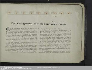 Das Kunstgewerbe oder die angewandte Kunst