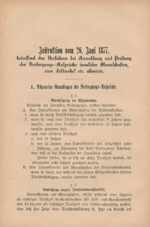 Instruktion vom 26. Juni 1877