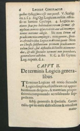 Caput II. De terminis Logicis generalibus.