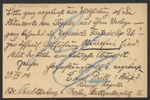 Brief an B. Schott's Söhne : 28.09.1904