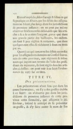Titre IV. Des présentations