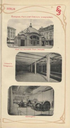 Budapest. Franz-Josef-Elektrische Untergrundbahn ; Kiosk der Haltestelle Franz Deákplatz ; Haltestelle Octogonplatz ; Gärtnergasse