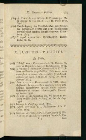 X. Scriptores Politici.