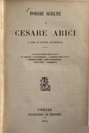 Poesie scelte di Cesare a cura di Zanobi Bicchierai
