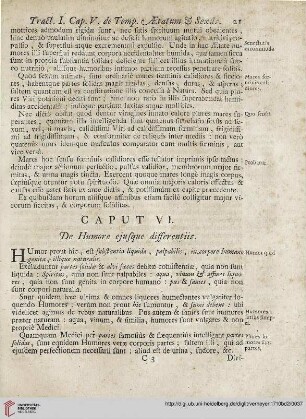 Caput VI: De Humore ejusque differentiis
