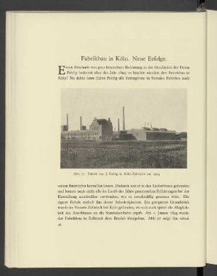 Fabrikbau in Köln. Neue Erfolge.