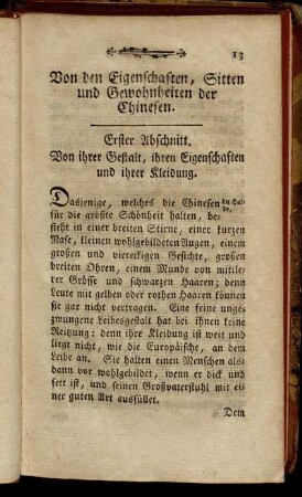 Erster Abschnitt. Von ihrer Gestalt, ihren Eigenschaften und ihrer Kleidung.