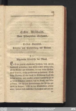 Erster Abschnitt. Vom Pflanzenbau überhaupt.