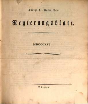 Königlich-Baierisches Regierungsblatt. 1816