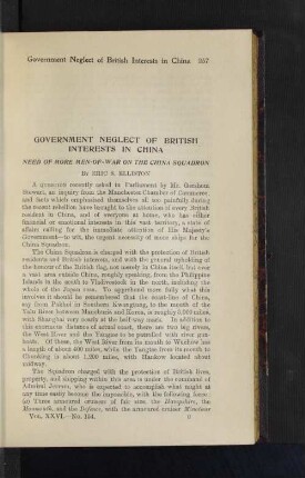 Government Neglect of British Interests in China
