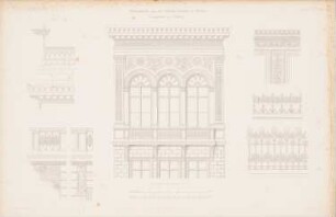 Wohngebäude Viktoriastraße, Berlin: Details (aus: Atlas zur Zeitschrift für Bauwesen, hrsg. v. G. Erbkam, Jg. 8, 1858)