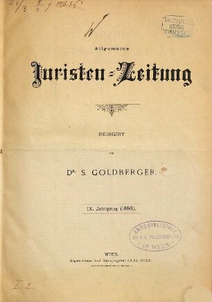 Allgemeine Juristen-Zeitung. 9. 1886