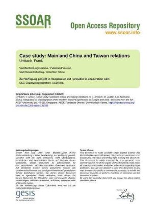 Case study: Mainland China and Taiwan relations