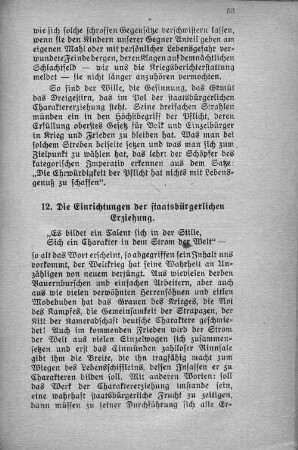 12. Die Einrichtungen der staatsbürgerlichen Erziehung.