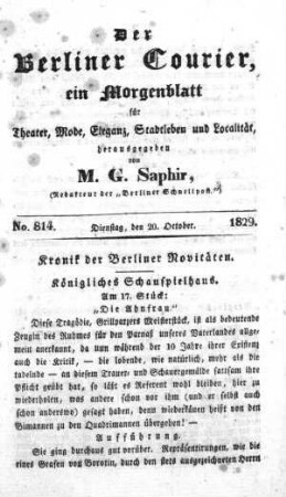 No. 814, Dienstag, den 20. October 1829
