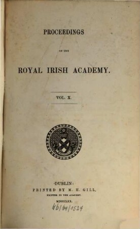 Proceedings of the Royal Irish Academy : for the year ... 10. 1870