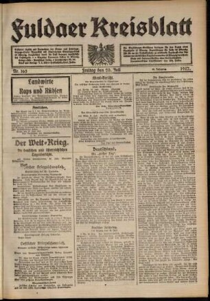 Ausgabe vom Freitag, den 20. Juli 1917.