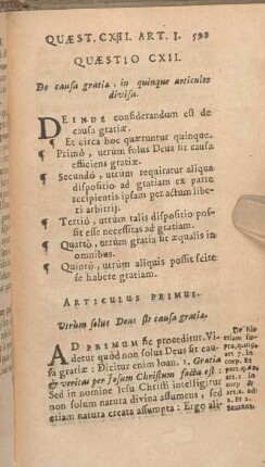 Quaestio CXII. De causa gratiae, in quinque articulos divisa.
