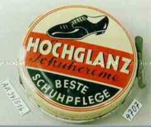 Blechdose mit Deckelheber für "HOCHGLANZ Schuhcreme BESTE SCHUHPFLEGE"