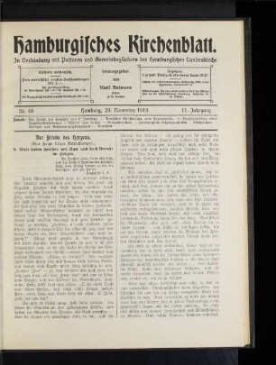 Nr. 48. Hamburg, 29. November 1914. 11. Jahrgang.