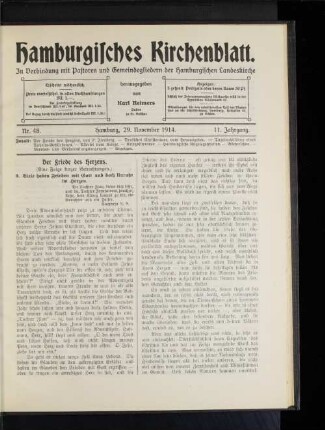 Nr. 48. Hamburg, 29. November 1914. 11. Jahrgang.
