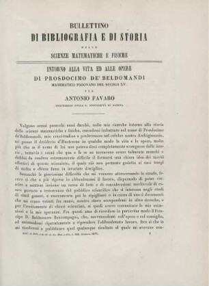 Intorno alla vita ed alle opere di Prosdocimo de'Beldomandi matematico padovano del secolo XV.