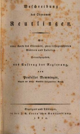 Beschreibung des Oberamts Reutlingen