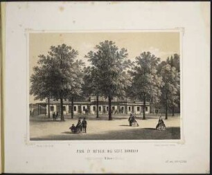 [Bl. 20] : Park zu Muskau. Das Neue Moorbad, Stahlstich, um 1867 : Ansichten aus dem Park zu Muskau / [Naturz. u. lith. v. Arldt]. - Muskau i./d. Ober-Lausitz : Ahner ; Dresden : Braunsdorf , [circa 1867]. - [22] Bl. : überw. Ill. ; quer-8°. - Ausg. mit 21 Stahlstichen