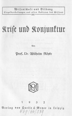 Krise und Konjunktur