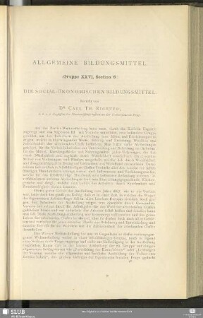 Die Social-Ökonomischen Bildungsmittel
