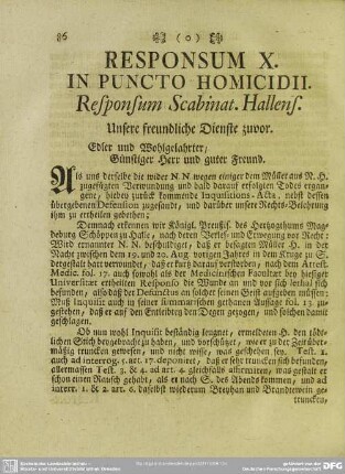 Responsum X. In Puncto Homicidii