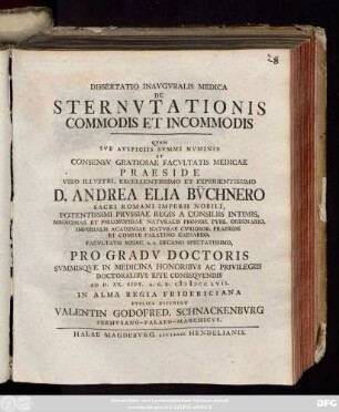 Dissertatio Inavgvralis Medica De Sternvtationis Commodis Et Incommodis