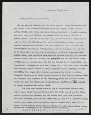 Brief von Martha Streffer an Gerhart Hauptmann und Unbekannt