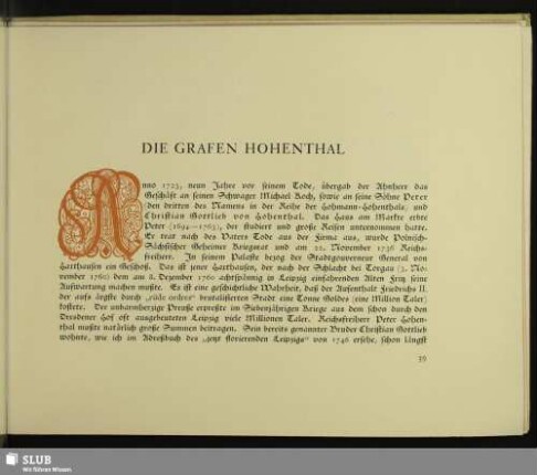 Die Grafen Hohenthal