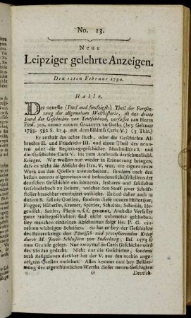 No. 13. Den 12ten Februar 1790.
