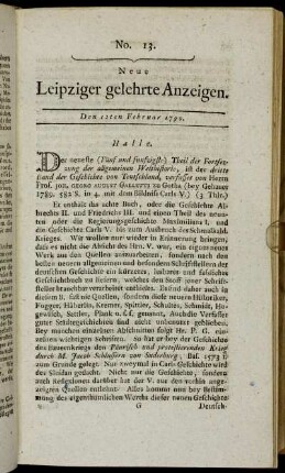 No. 13. Den 12ten Februar 1790.
