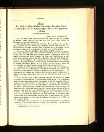 Nr. 20. Der Chef des Generalstabes General der Kavallerie Graf v. Schlieffen an den Kriegsminister General der Infanterie v. Goßler