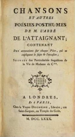 Chansons et autres poésies posthumes