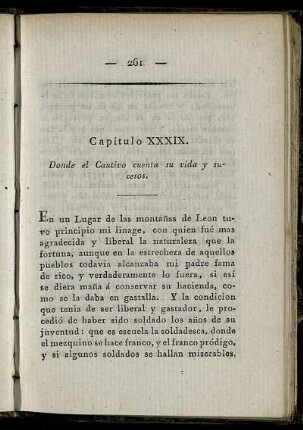 Capítulo XXXIX. Donde el Cautivo cuenta su vida y sucesos