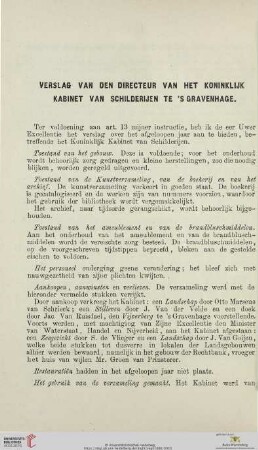 Verslag van den directeur van het Koninklijk Kabinet van Schilderijen te's Gravenhage